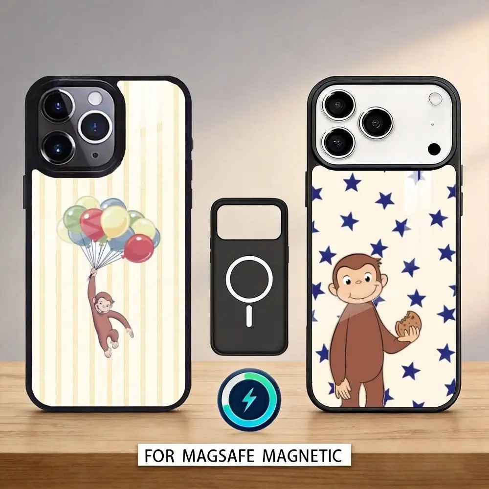 

Luxury Y2K C-Curious G-George Phone Case Magnetic For iPhone17 16 15 14 13 12 Pro Max For Magsafe Wireless Charging Cover