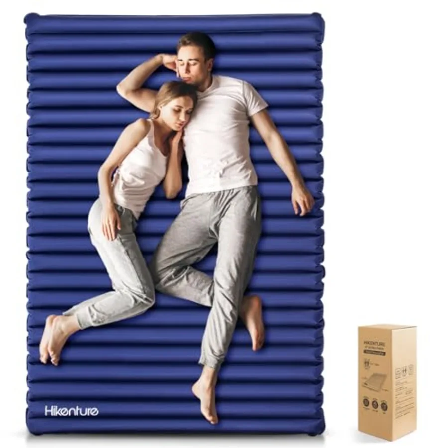 

Double Sleeping Pad, Extra Thick 3.75in Camping Mattress 2 Person, Queen Size Inflatable Air Mat, Lightweight and Compact, for