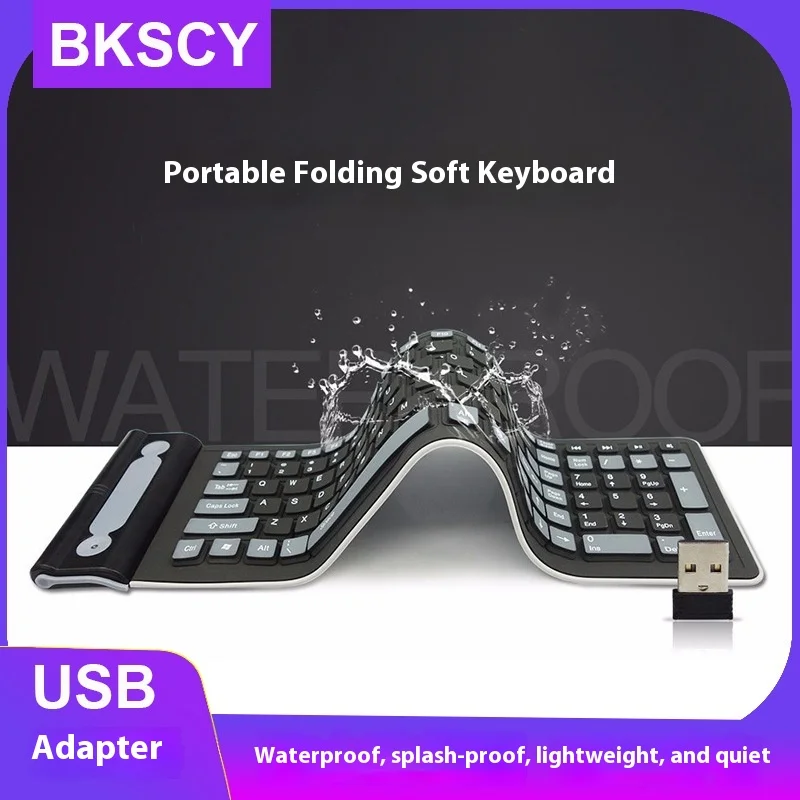 

Wireless USB Keyboard Silicone Foldable Office Universal Portable Waterproof Soft Keyboard For Desktops And Laptops