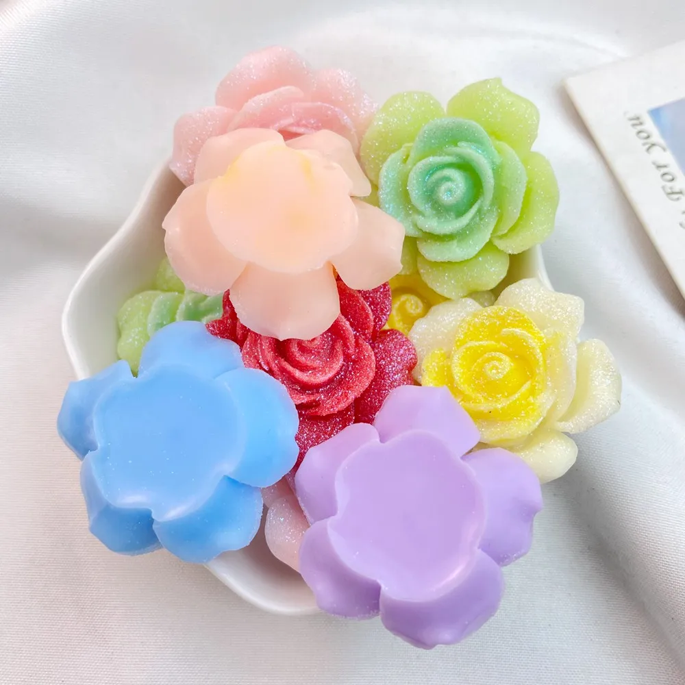 7Pcs New Mini Cute Shiny Roses Flat Back Resin Cabochons  DIY Jewelry Craft Decoration Accessories