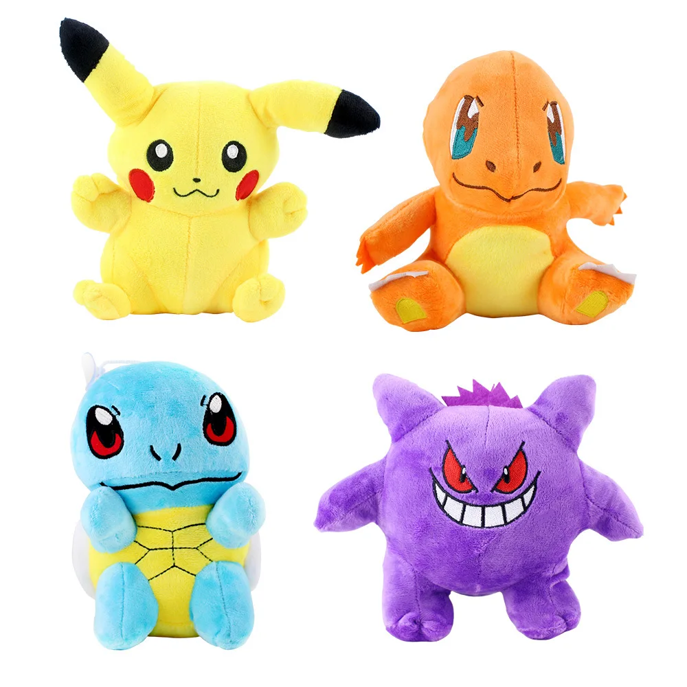 5-delige Pokemon pluche sleutelhangerset - Pikachu Bulbasaur Squirtle Charmander hangende pop, knuffelcadeaus voor kinderen