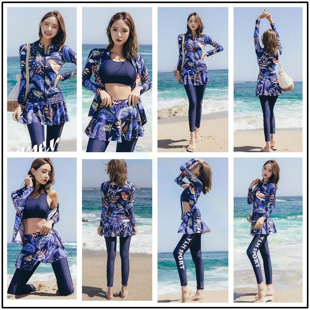 Swimsuit Jellyfish suit Floral Print Surfing Suit Long Sleeves lady Swimwear Female Bodysuit Beachwear Bathing Suit