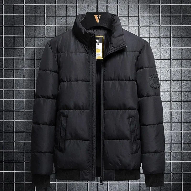 2024 Herbst/Winter Mode einfarbig plus Größe Kapuze Baumwolle gepolsterte Jacke für Männer lässig locker locker dick warm hochwertigen Mantel