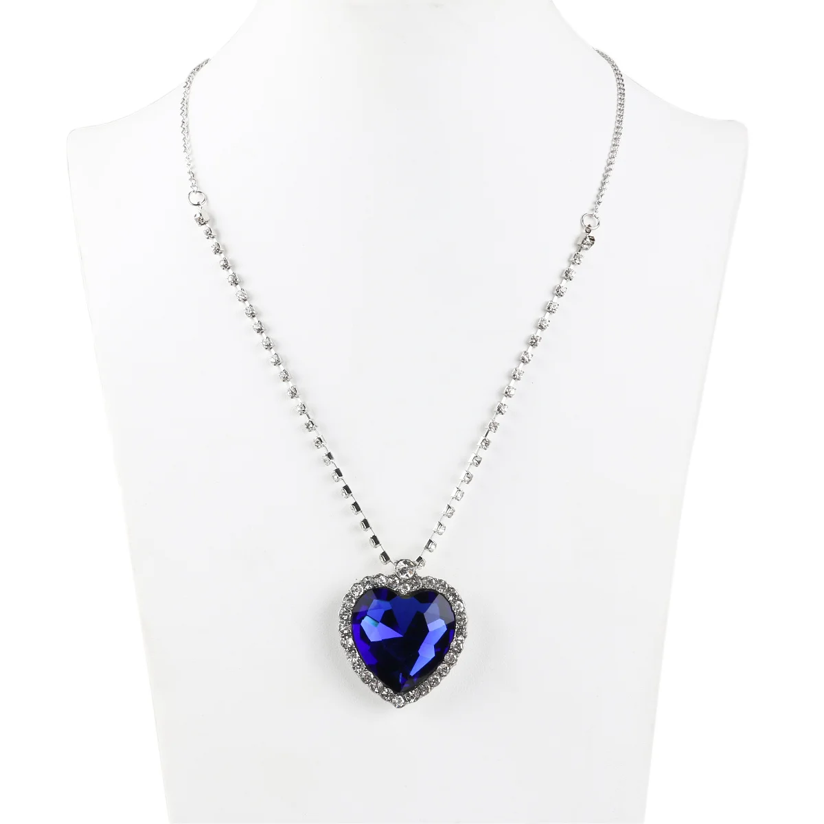 

Unique Attractive Royal Blue Heart Necklace Durable Alloy 45cm Length 35x35cm Pendant Women Lady Neck Chain Pendant