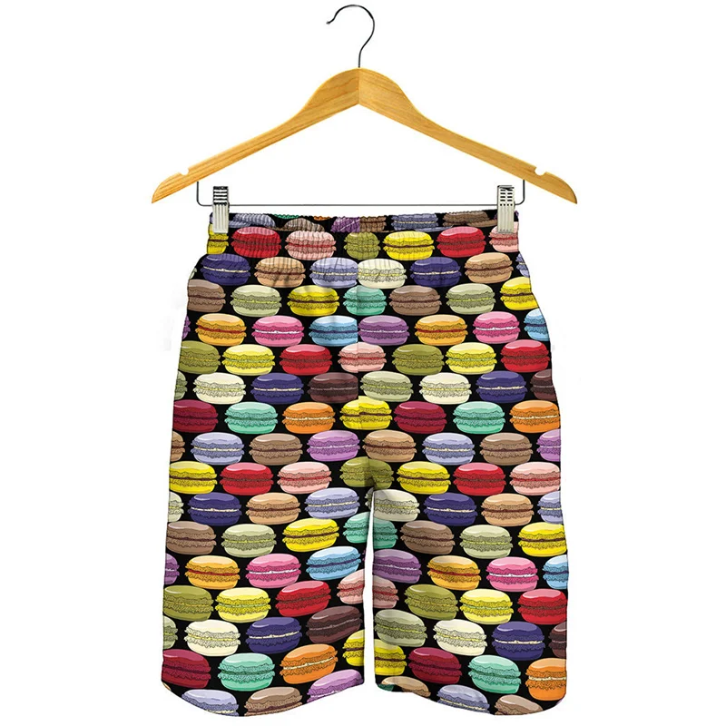 

Colorful Macaron Pattern Short Pants Men Beach Shorts Summer 3D Printed Surf Board Shorts Fashion Oversized Swimming Trunks