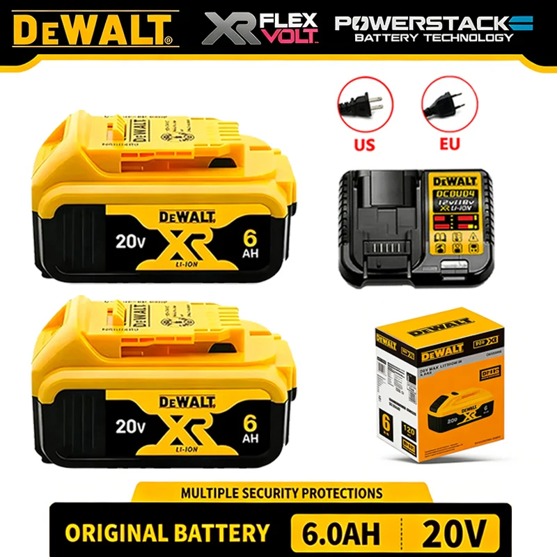 

2Pack DEWALT 20V Battery 6.0Ah with Fast Charger, Compatible for DCD805 DCF887 DCS391 Power Tools, DCB205 DCB118 Replacement