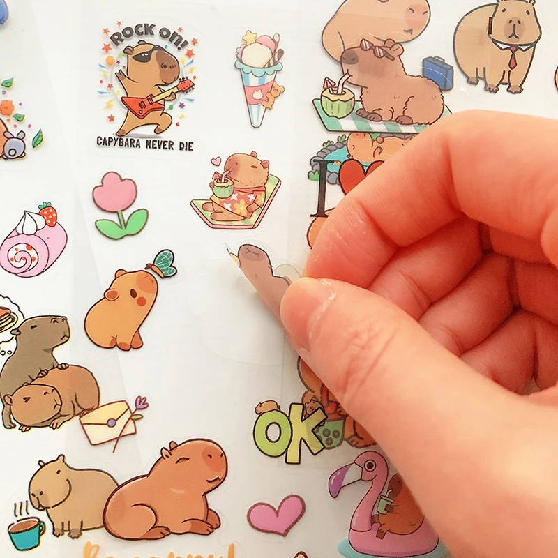 Kawaii stationery cute Capybara stickers School supplies Diary Decoration Scrapbooking journal sketchbook stickers aesthetic