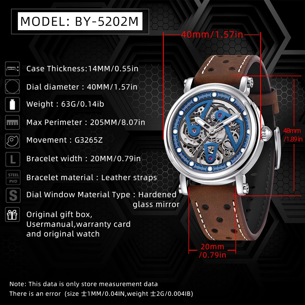 BENYAR 2023 nuovi orologi da uomo Hollow Luxury orologio meccanico automatico per uomo sport orologio in pelle impermeabile regalo Reloj Hombre