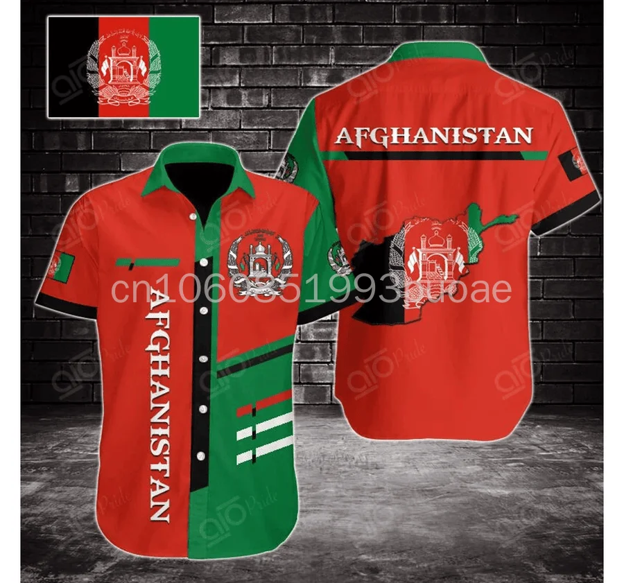 2024 New Afghanistan Flag Hawaiian Shirt Summer New Men's and Women's Casual Fashion Short Sleeve Shirt