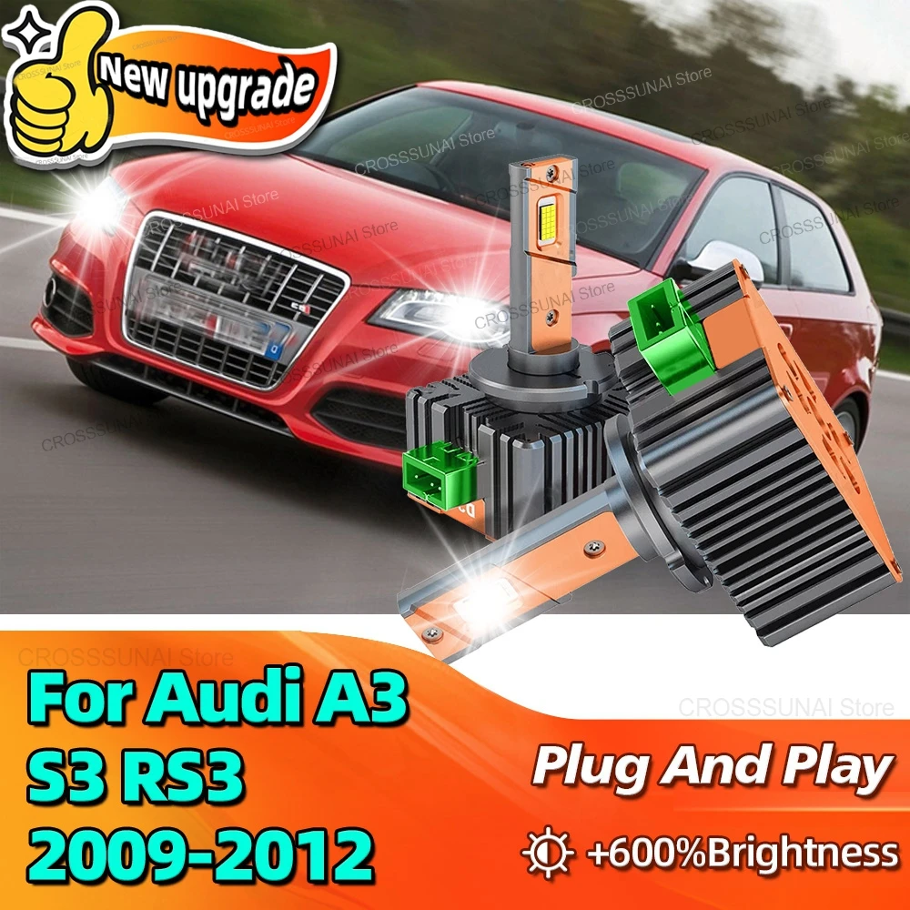 2Pcs For Audi A3 S3 RS3 2009 2010 2011 2012 LED Headlight Bulbs D3S Car Lamp 30000LM Canbus CSP Chip 6000K Light