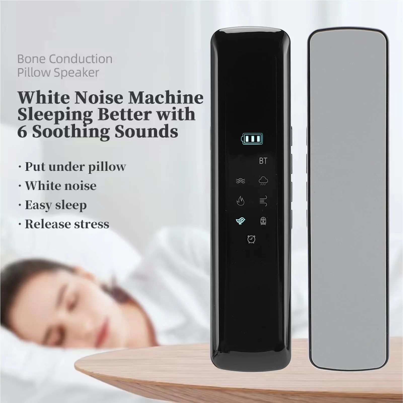 

Динамик под подушку 10, успокаивающий звук, подушка с костной проводимостью, миниатюрный динамик с автоматическим отключением и стерео бас для глубокого сна