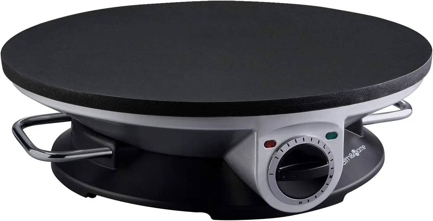 صانع كريب بدون حافة - صانع كريب مقاس 13 بوصة وشواية كهربائية - صانعة فطائر غير لاصقة - مقلاة كريب