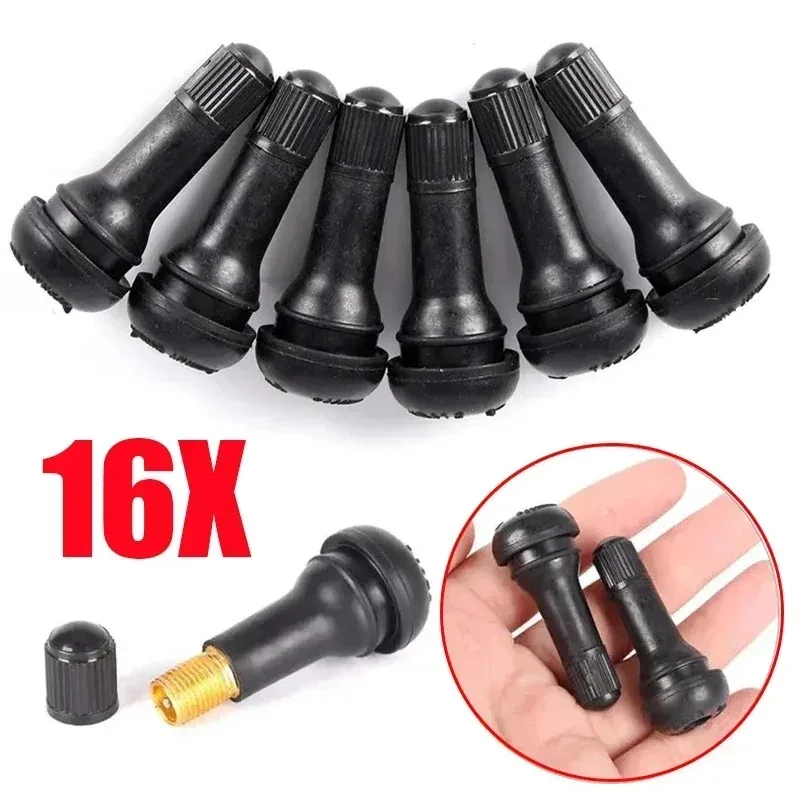 Black TR414 Tubeless Car Wheel Tire Valve Stems with Caps Snap in Type Rubber Tire Valve Stem Cover High Quality Car Accessories