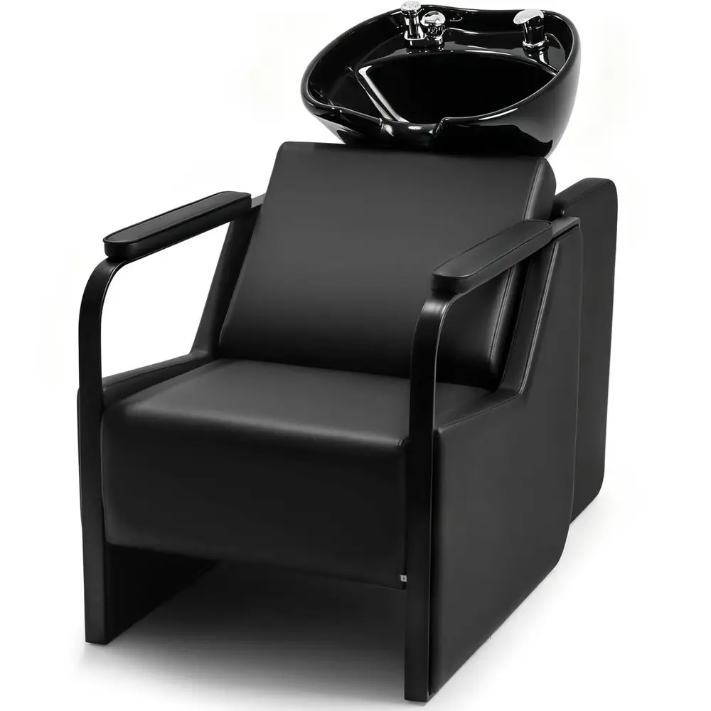 

Shampoo Chair with Adjustable Neck Rest Durable Wash Chair with Ceramic Shampoo Bowl, Retro Design, EasytoClean, Professional S