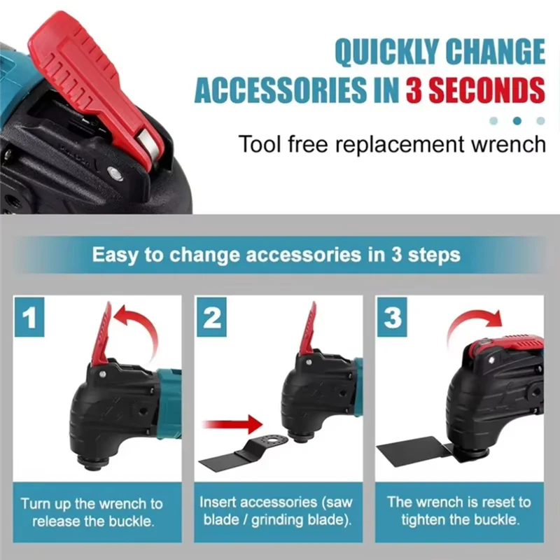 BAAJ-أداة تشذيب كهربائية متأرجحة متعددة الوظائف أدوات متعددة سرعة متغيرة لمنشار تجديد البطارية 21 فولت 18 فولت #4