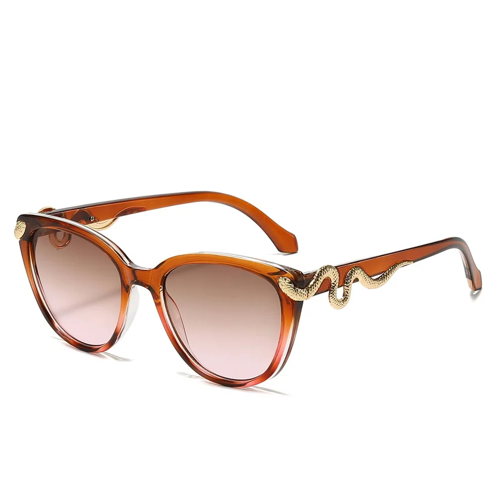 

Retro Leopard Gradient Round Women Sunglasses 2025 Luxury Metal Snake Decoration Design Personality Trend Men Sun Glasses UV400