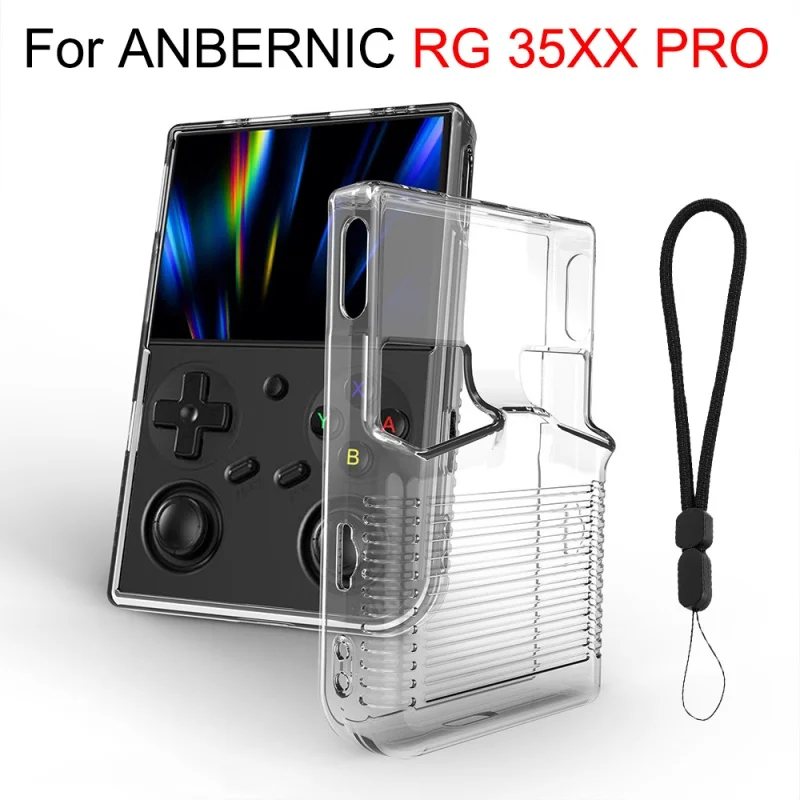 For RG35XX Pro Protective Soft Shell + Anti-loss Rope Transparent Protective Case Shockproof Cover for ANBERNIC RG35XX PRO