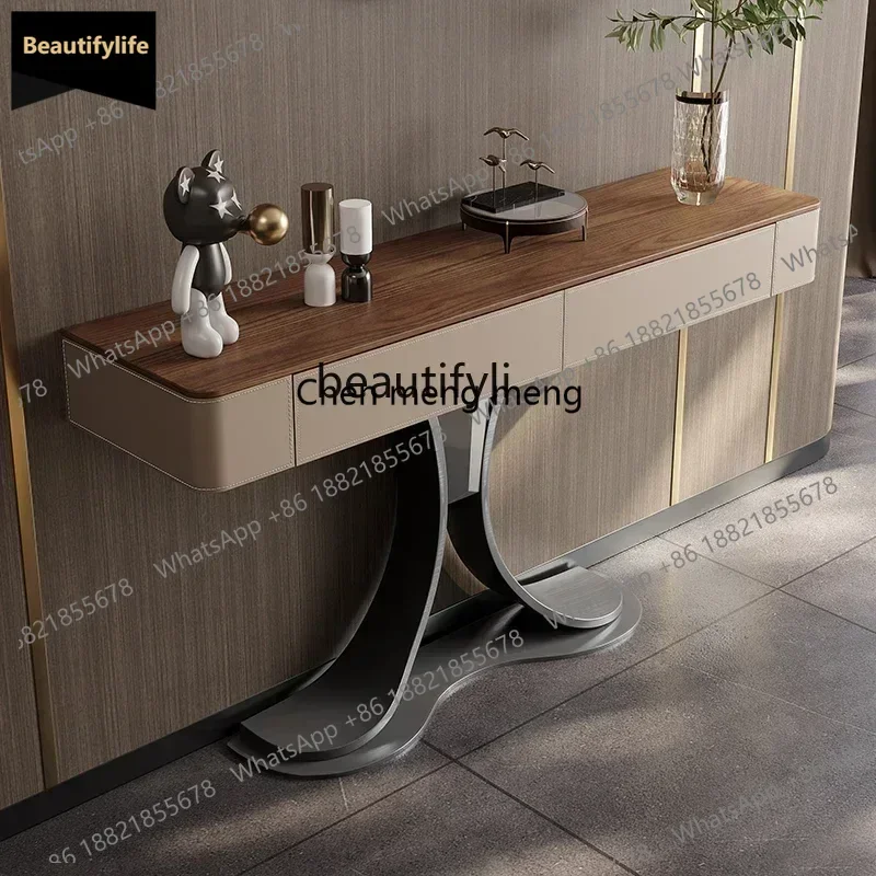 B456 High-end entrance cabinet partition rack foyer cabinet light luxury stainless steel entrance end view table