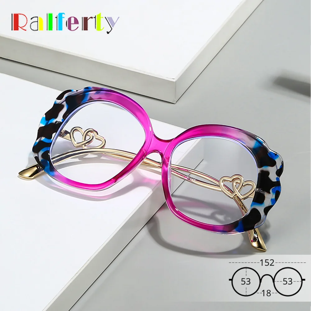 العصرية المتضخم النظارات الإطار للنساء الذهب القلب إطارات نظارات مستديرة 2025 مكافحة الضوء الأزرق نظارات الكمبيوتر ليوبارد طباعة #1