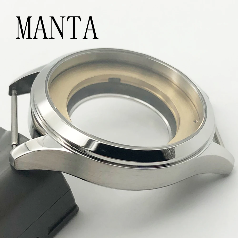 MANTA 42mm Silver Rose Gold Case Sapphire Glass Watch Parts Fit Miyota8205/8215/821A ETA2836 Mingzhu2813 Seagull ST1612 Movement