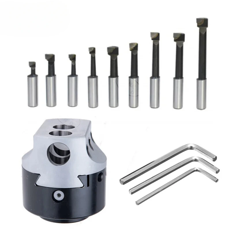 1set F1 2inch 50mm head+1pcs Morse holder+9pcs 12mm boring bar F1-50mm Boring head for cnc lathe bored tool set