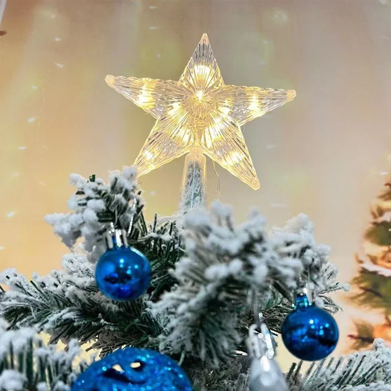 1Pcs 15/19cm Warm/White Christmas Tree Ornaments Top Stars LED Light Lamp Christmas Decorations For Home Xmas Trees New Year Nav