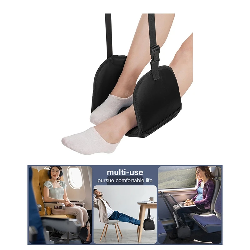 ABNO-Foot Relaxing Hammock Adjustable Airplane Foot Hammock For Office Travel Relaxing Under-Desk Resting Foot Hammock