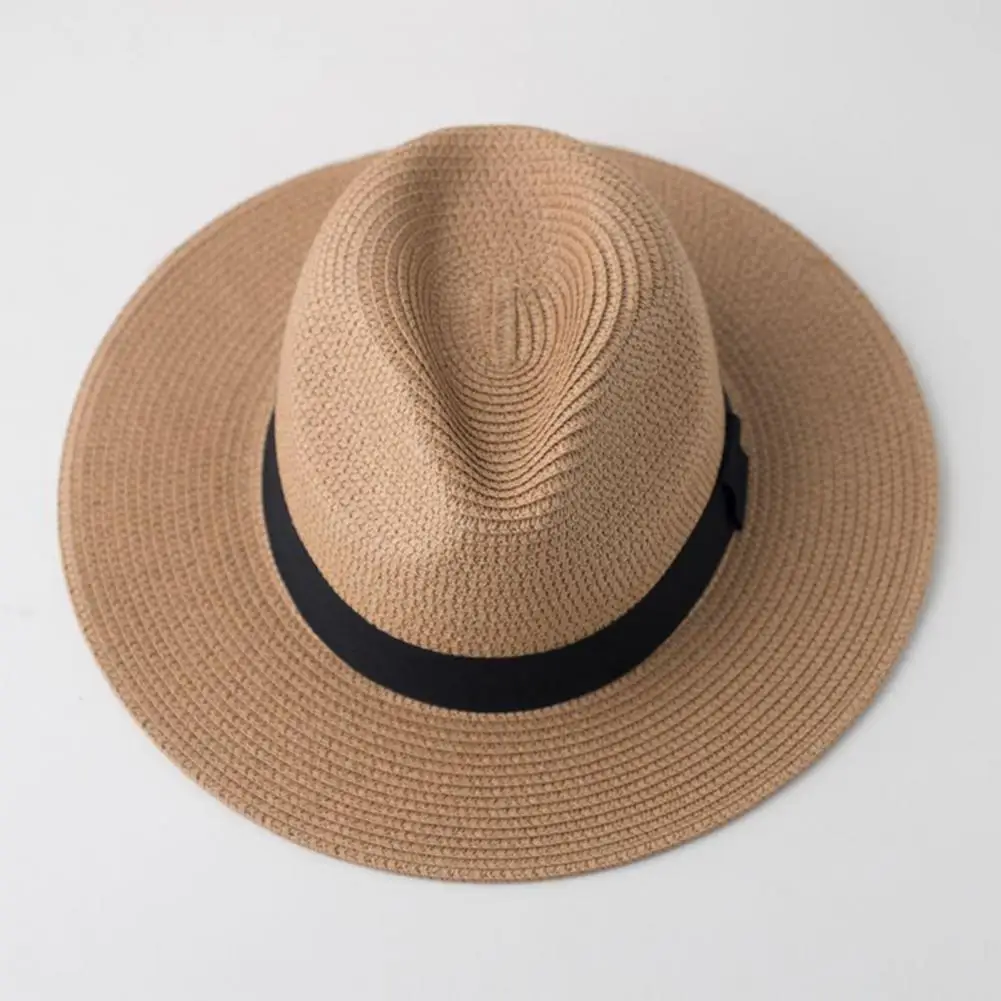 Summer Beach Hat Vacation Sun Hat Men's Paper Straw Sun Hat Breathable Wide Brim Beach Foldable Uv Protection Summer for Outdoor