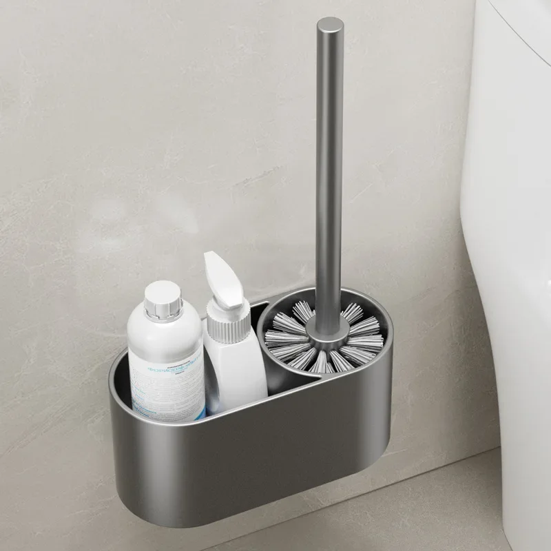 Toilet brush, shelf set, wall, household, no dead corner, non-perforated toilet, bathroom cleaning, toilet brush