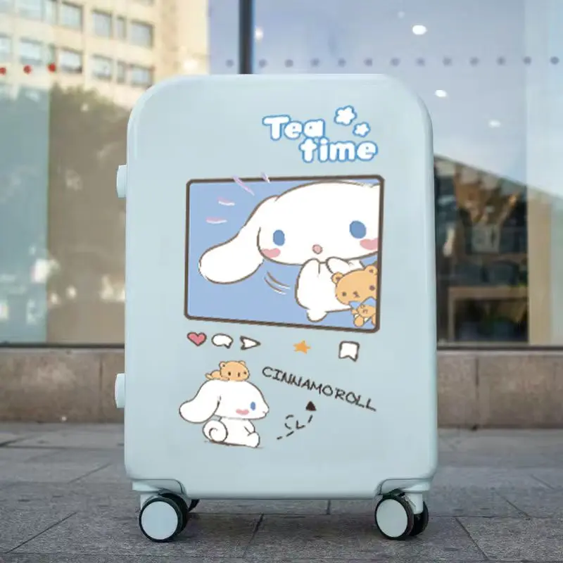 Sanrio Anime 20 Inch Suitcase Kawaii Cinnamoroll Durable Pull Rod Case Girl Heart Cute Cartoon Character Code Case Children Gift