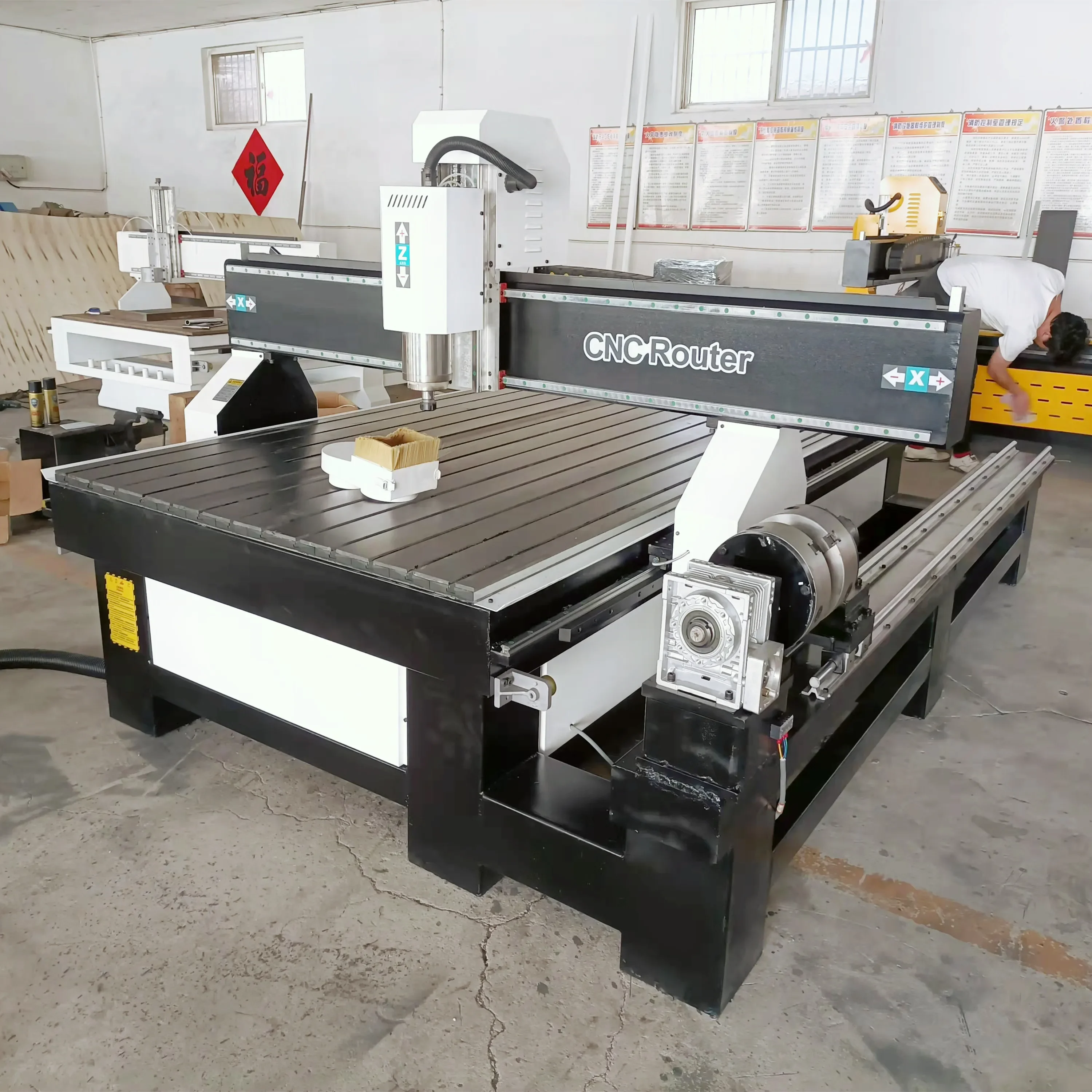 1300*2500mm 4 Axis Cnc Milling Machine With Rotary 1325 Wood Mdf Plastic Engraving Cutting Machine Mach3 Cnc Router China Price