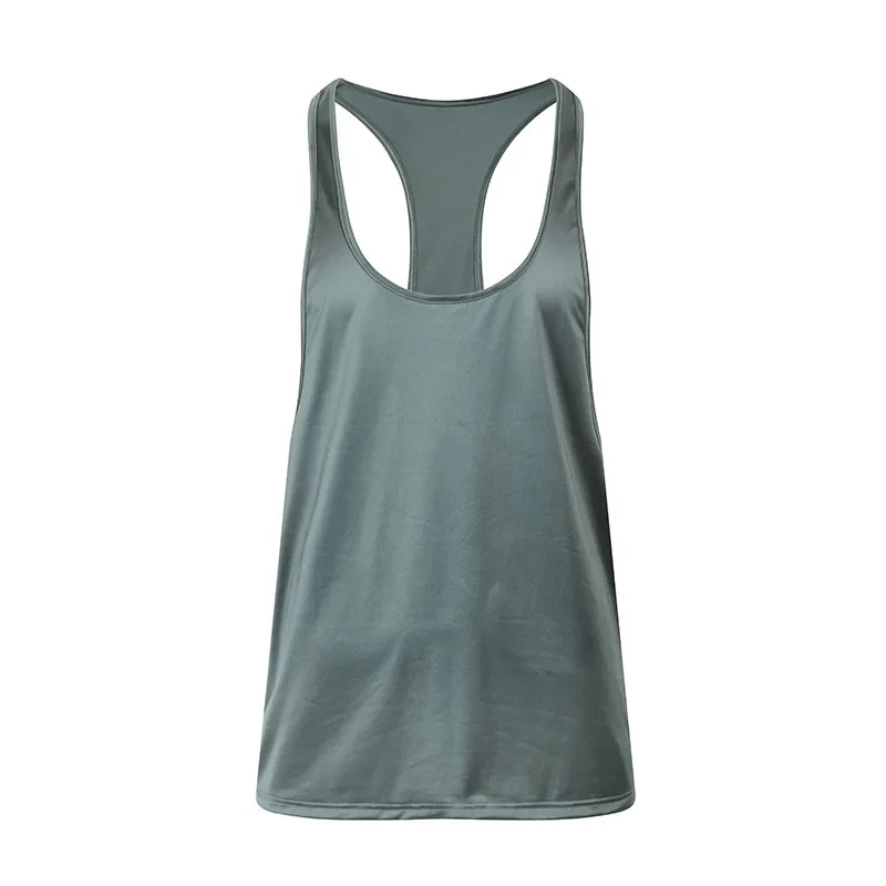 Solid Color Racerback Tank Top for Men Breathable Sleeveless Gym Workout Shirt, Loose Muscle Fitness Vest (Pants Not Included)