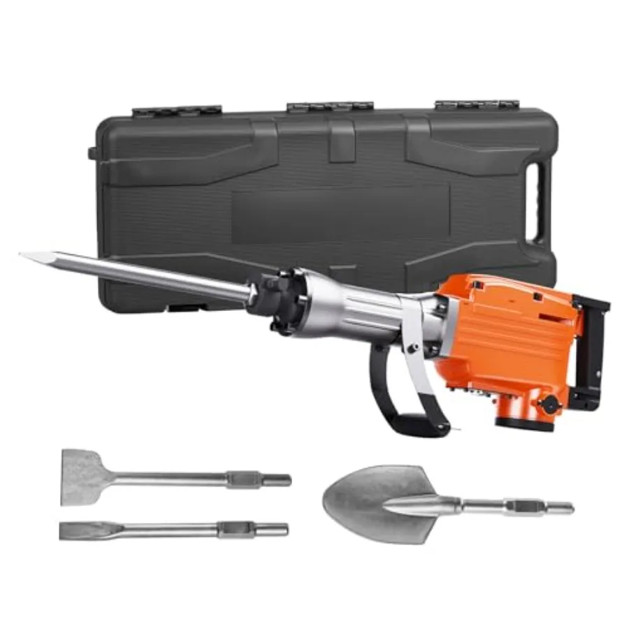 

Электрический отбойный молоток 2200 Вт, 1400 уд/мин, для разрушения бетона, сверхмощный, с 6 долотами и перчатками, 360° ° Поворотный механизм Fron