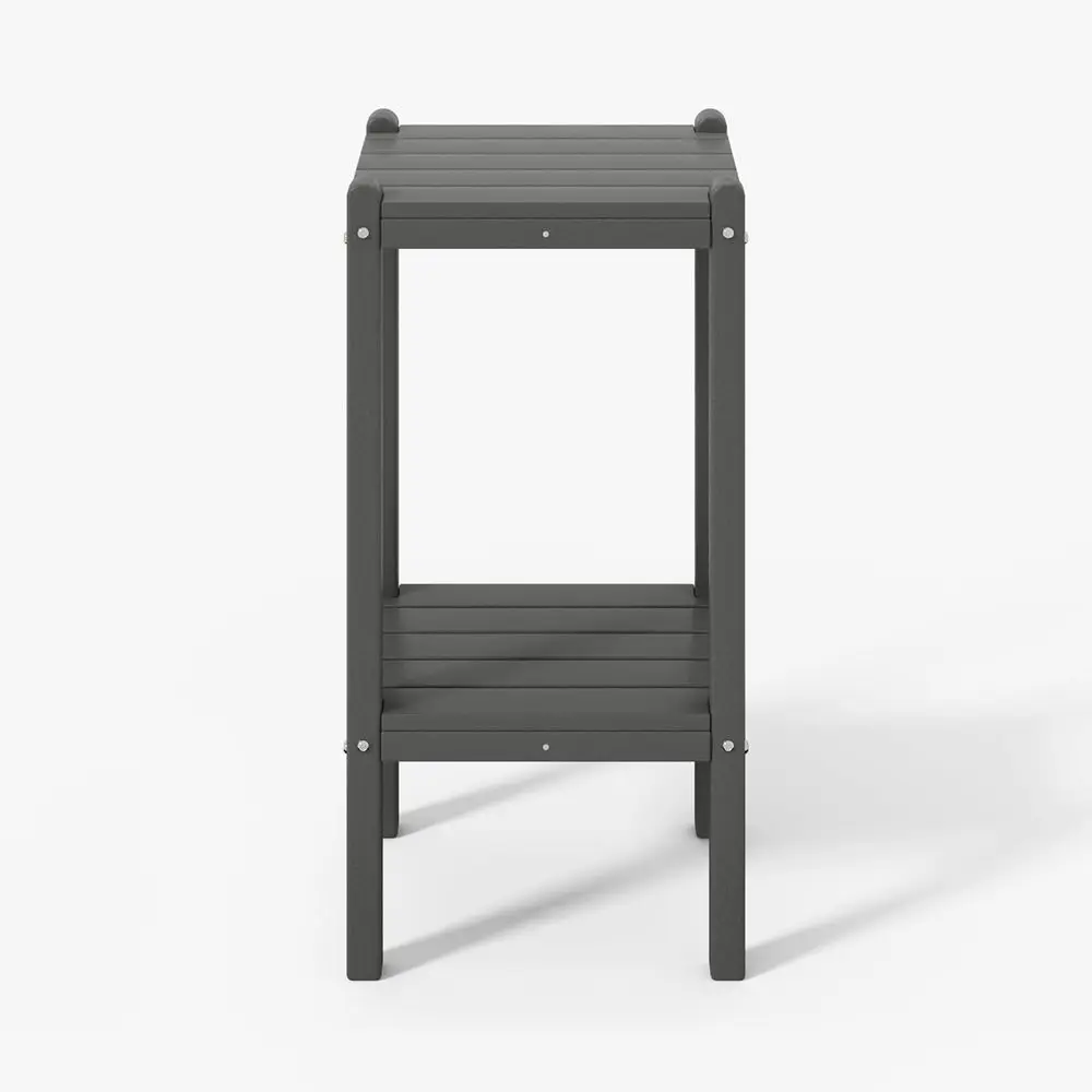 36 Gray HDPE 2-Tier Patio Side Table, Outdoor Adirondack Style