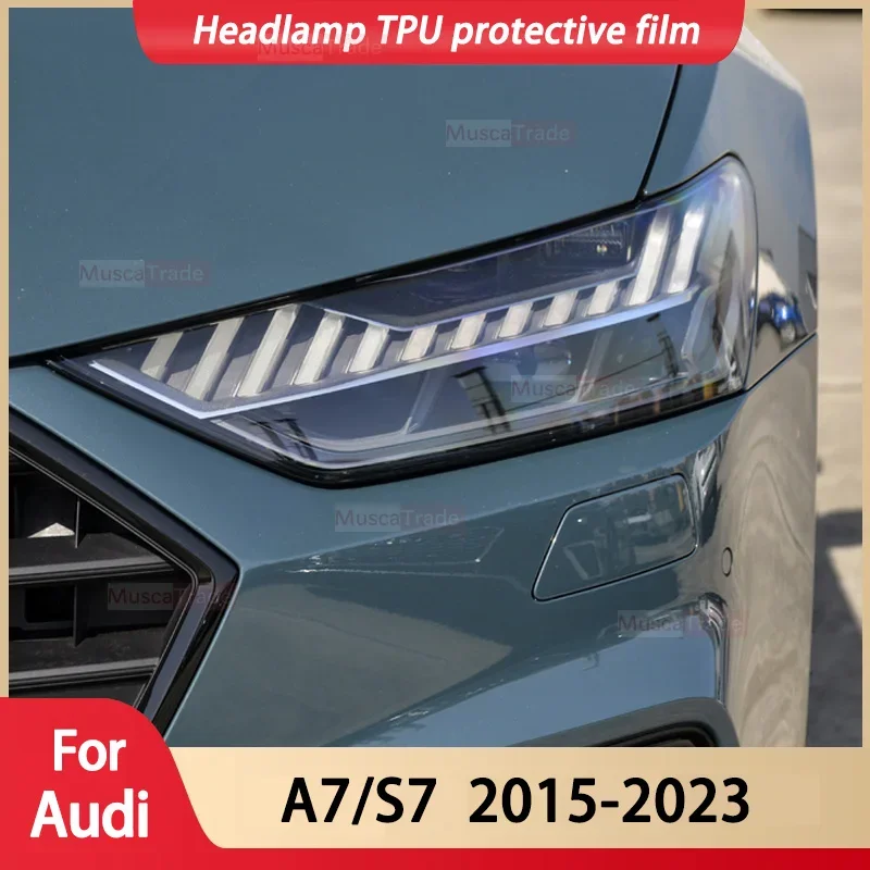 

Car Headlights Protective Film Front Headlamp Cover Smoked Black TPU Film Accessories Sticker For Audi A7 2015-2023 2022