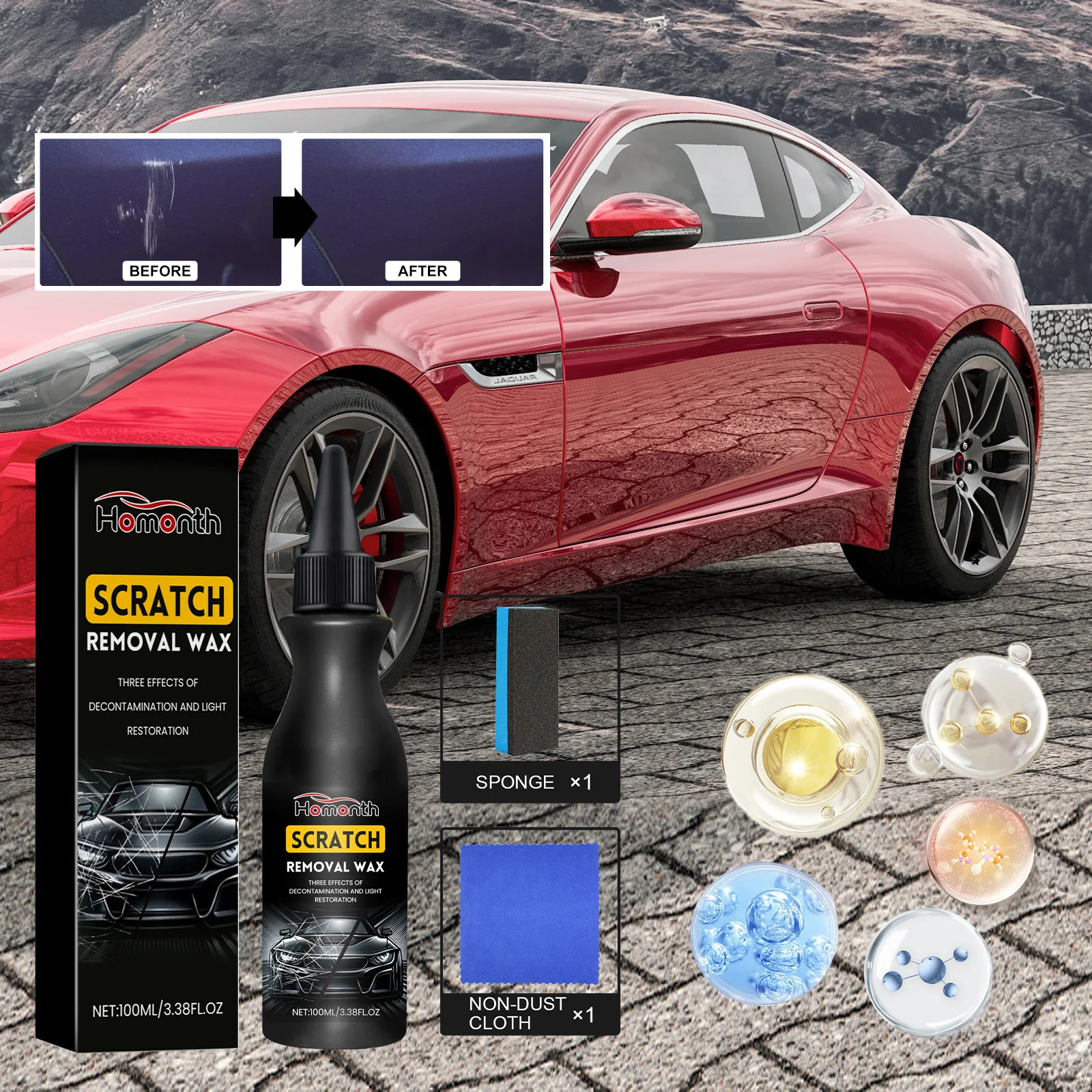 

Vehicle Paint Scratch Removal Agent - Helps Improve Scratches & Sun Marks, Polishes Restores Gloss for Paint Refurbishment