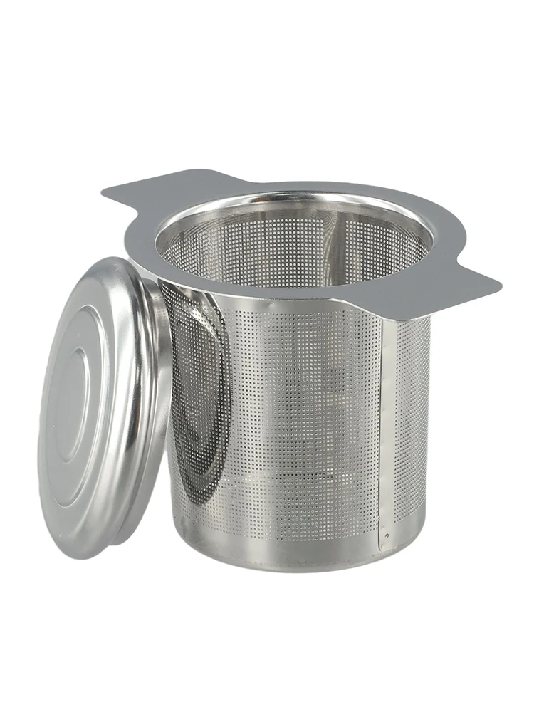 1pcs Stainless Steel Reusable Tea Infuser Tea Strainer Teapot Loose Tea Leaf Spice Tea Drain Filter With Lid Kitchen Accessory