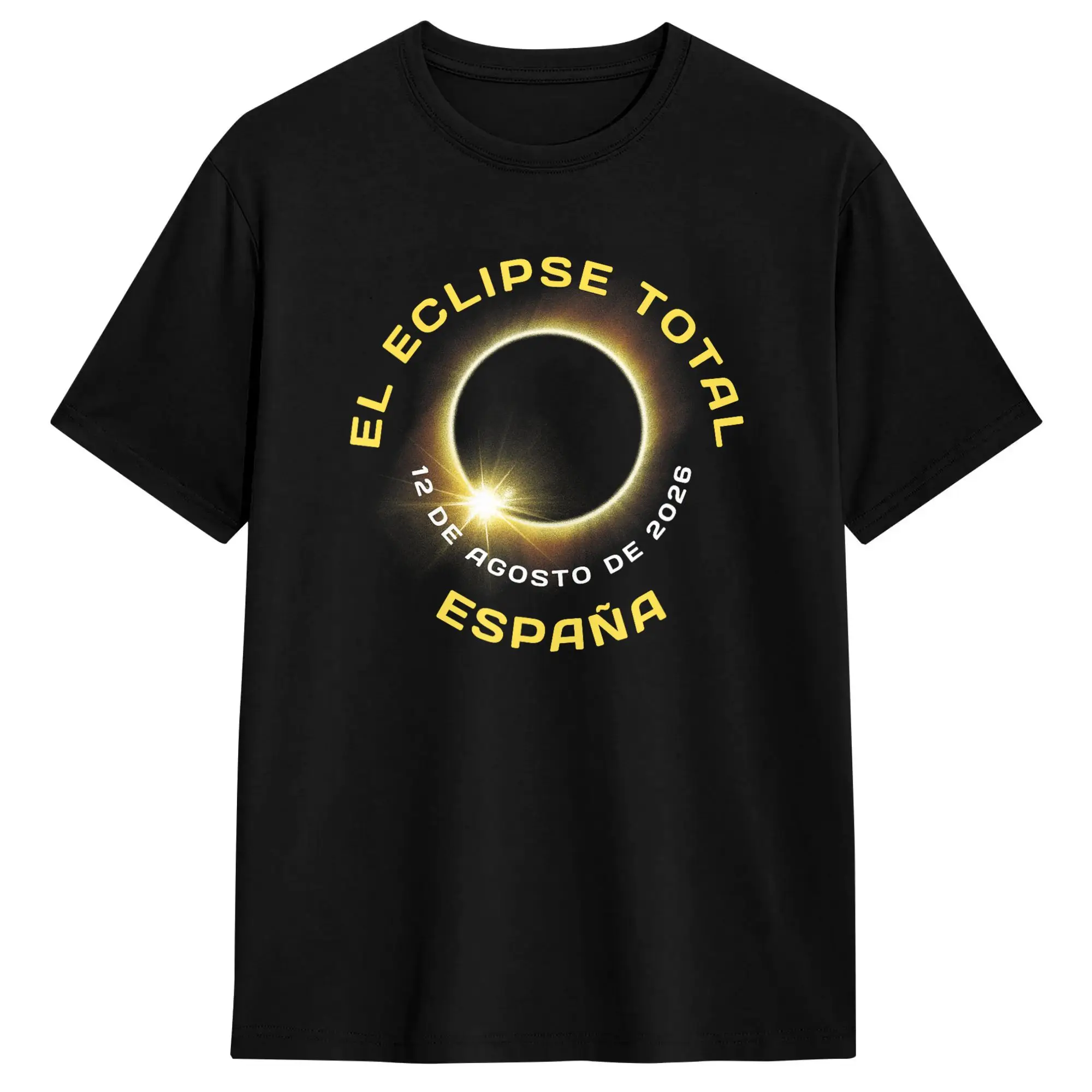 Espana Spain Solar Eclipse Totality August 12   2026 T Shirt  Harajuku T Shirts Short-Sleeved Classic Tshirt 100% Cotton