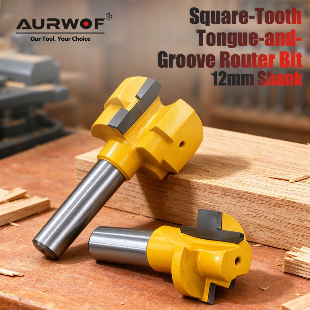 AURWOF 12.7mm & 12mm Shank Finger Joint Router Bit Square Tooth Tenon Milling Cutter Woodworking Tool For Cabinet Door Making