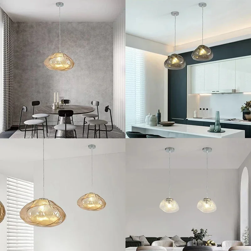 Nordic Lighting Cloud Design Glass Chandelier Villa Stairwell Living Room Dining Room Eye Protection Indoor Pendant Led Lights