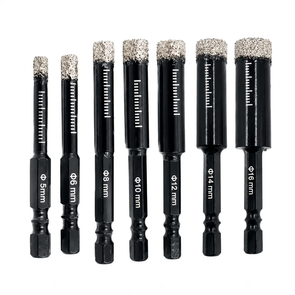Brazed Diamond Drill Bit 5-16mm Hexagonal Shank Dry Drilling for Ceramic Tile Marble Granite Vitrified Tile