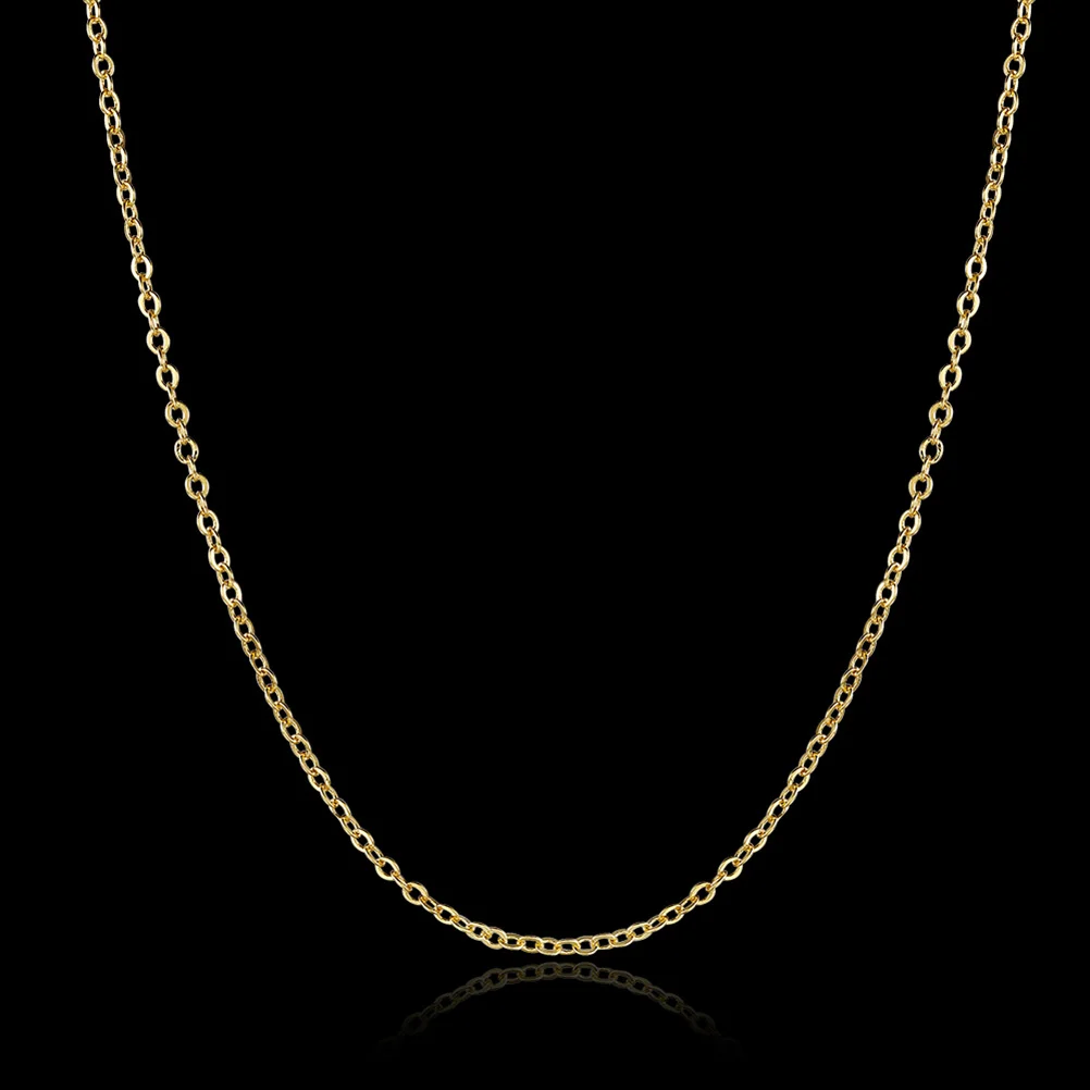 

18K Yellow Gold Round Cable Chain Necklace Classic Pendant Necklace Comfortable Spring Clasp Adjustable Length