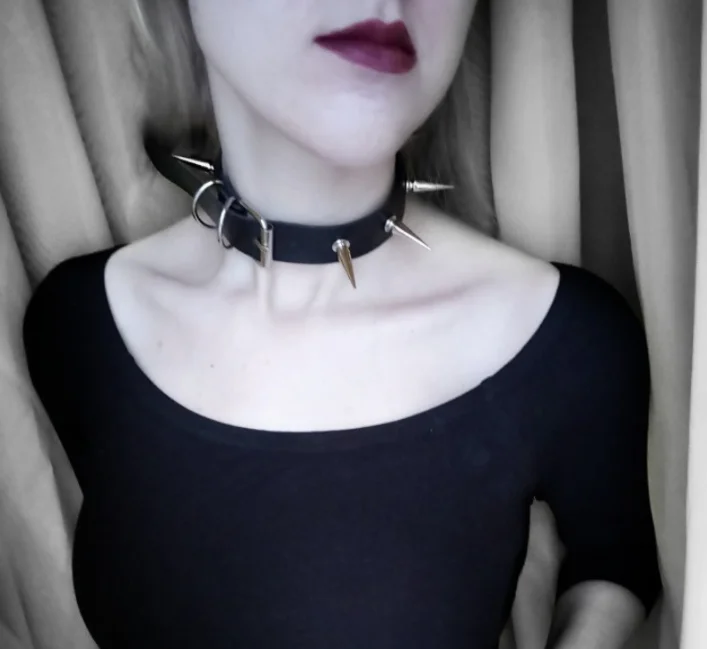 Gargantilha colar com picos rebites mulheres homens emo studded chocker colar goth jóias