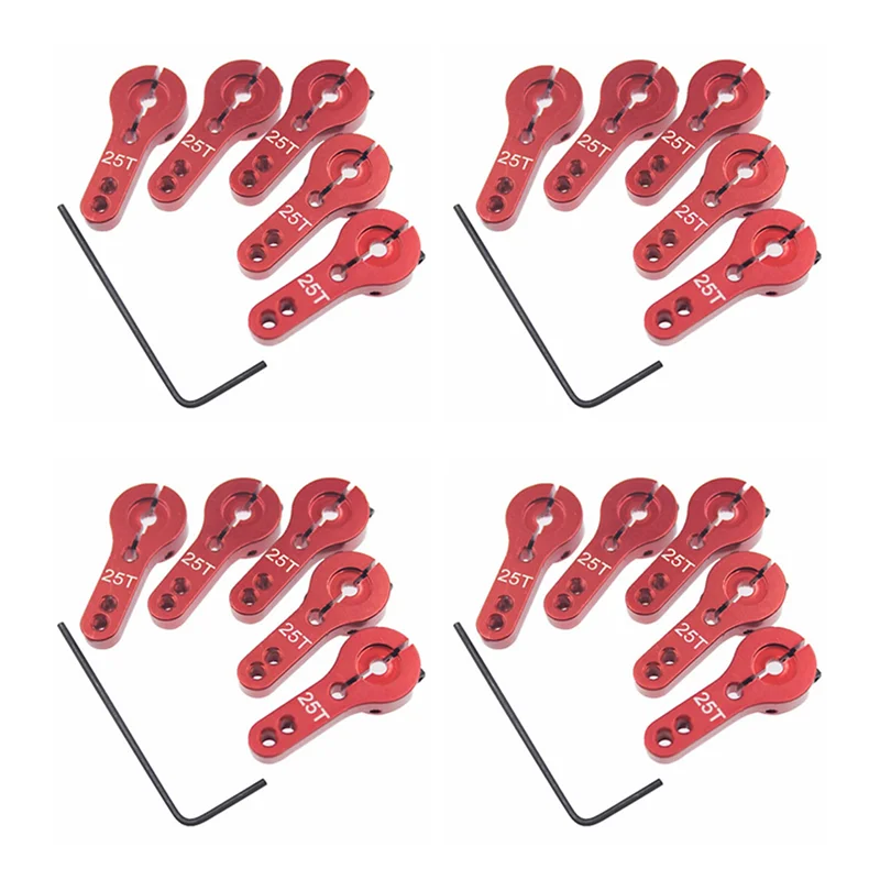 DELAM-24Pcs 25T Servo bocina de aluminio M3 roscas brazo de dirección Servos de alto par piezas de motores RC coche avión barco
