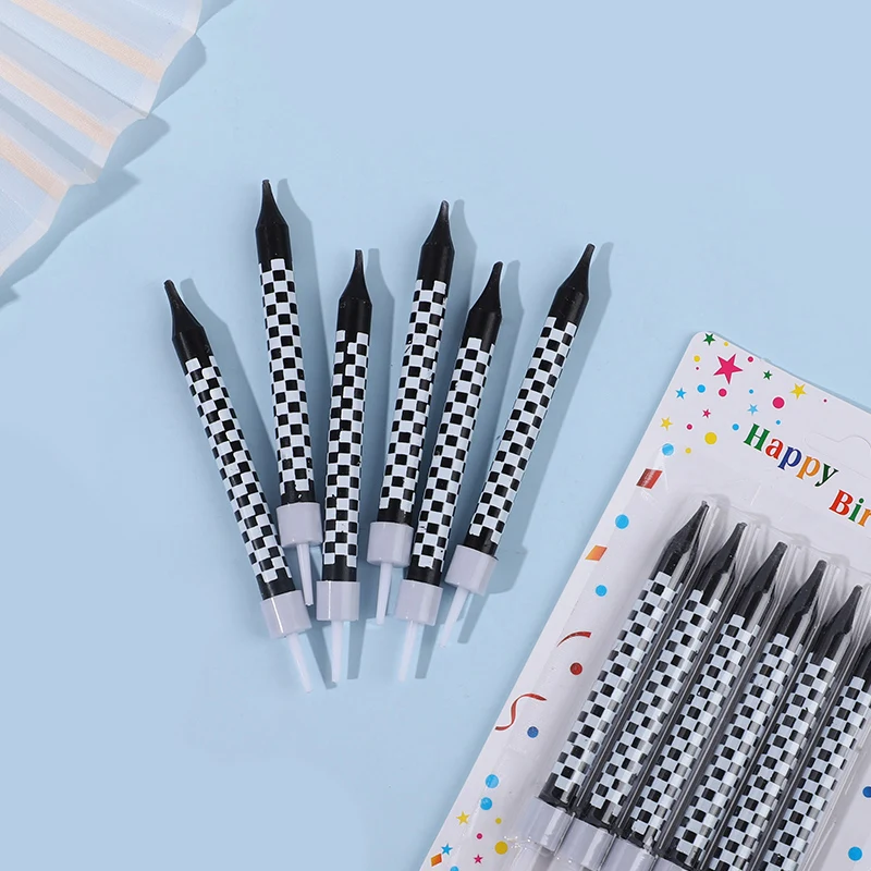 7 قطعة/المجموعة سباق السيارات عيد ميلاد عدد الشموع أسود أبيض متقلب تحت عنوان كعكة توبر أطفال بنين حفلة عيد ميلاد الديكور المفضلة #6