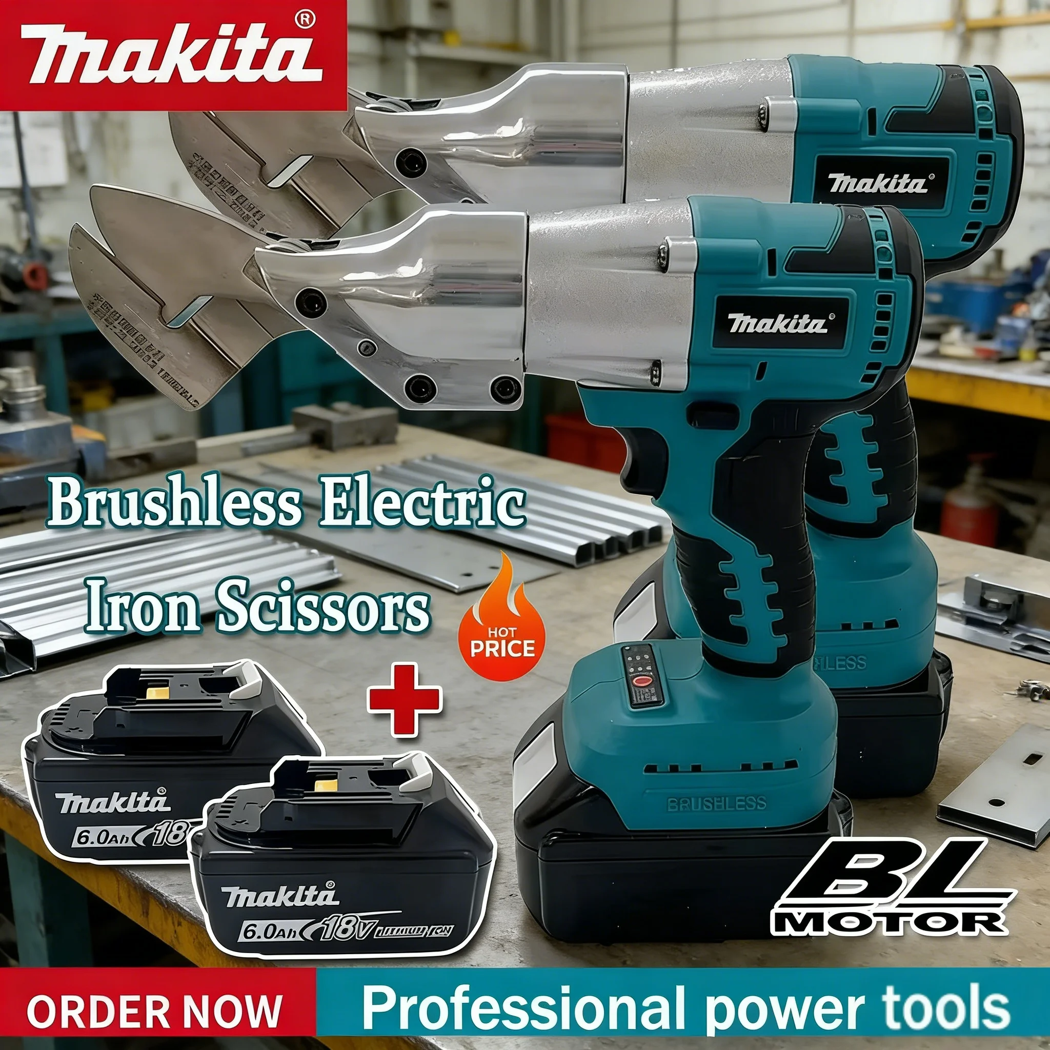 

Аккумуляторные бесщеточные ножницы Makita для резки металла, совместимые с батареями 18В и 20В