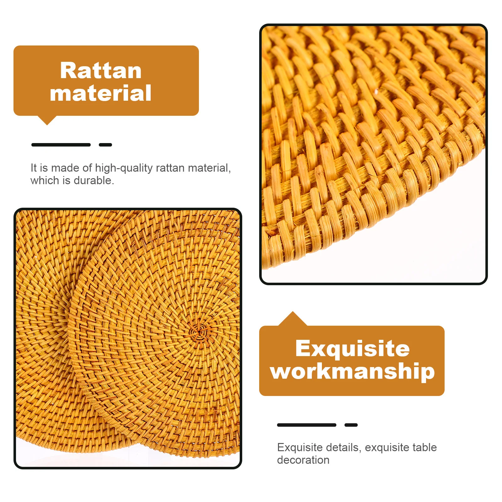 

2 шт. коврик для подставки из ротанга, тканые подставки для чашек ручной работы для напитков, кухонные подставки для напитков, многоразовые настольные украшения, домашний декор