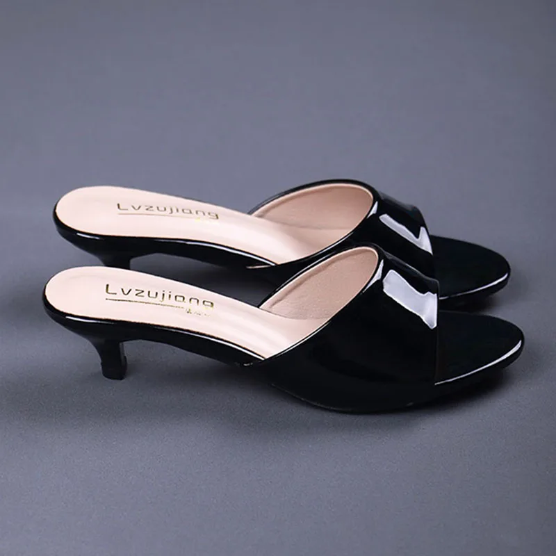 2022 Summer New High Heels Size 43 Stiletto Mid-heel Slippers ladies Summer Fashion low-heel Sandals Peep Toe Sexy Women Shoes