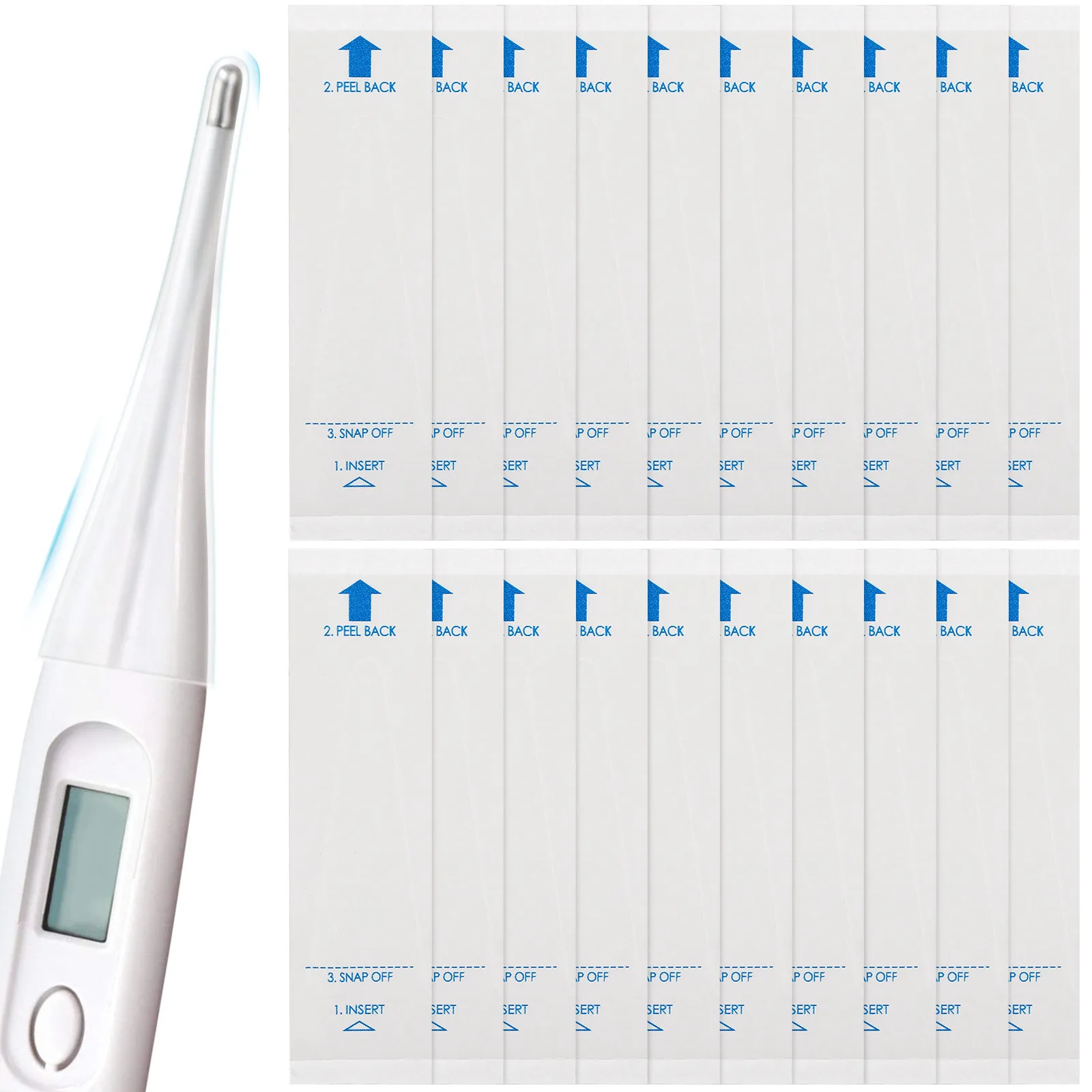 

100 шт. одноразовых стерильных безопасных насадок для цифровых термометров, легко устанавливаемые и снимаемые, гигиеничные, для ухода за младенцами