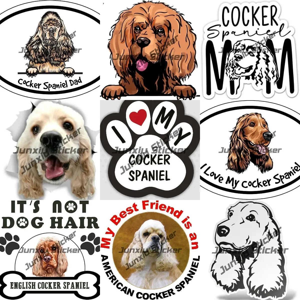 

English Cocker Spaniel Dog Decal Cocker Spaniel Mom Sticker Cocker Spaniel Dog Peeking Over Wall Vinyl Decal Funny Dog Stickers